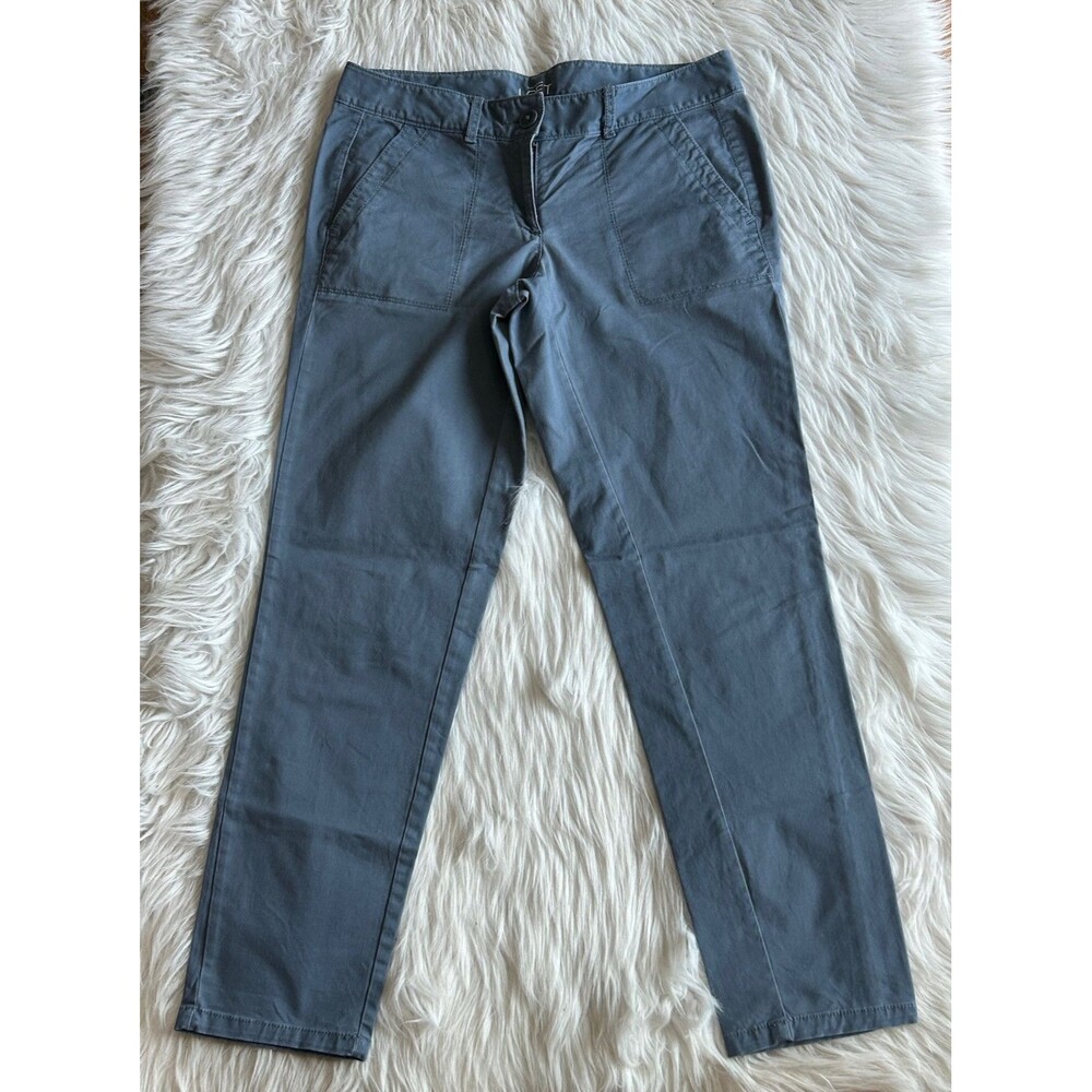 ANN TAYLOR LOFT SIZE 4 BLUE RELAXED SKINNY CROPPED KHAKIS PANTS